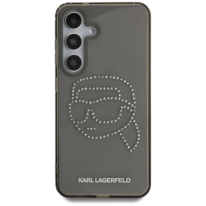 Pouzdro pro Samsung Galaxy S25 S931, Karl Lagerfeld, IML Rhinestones Karl's Head, Černá