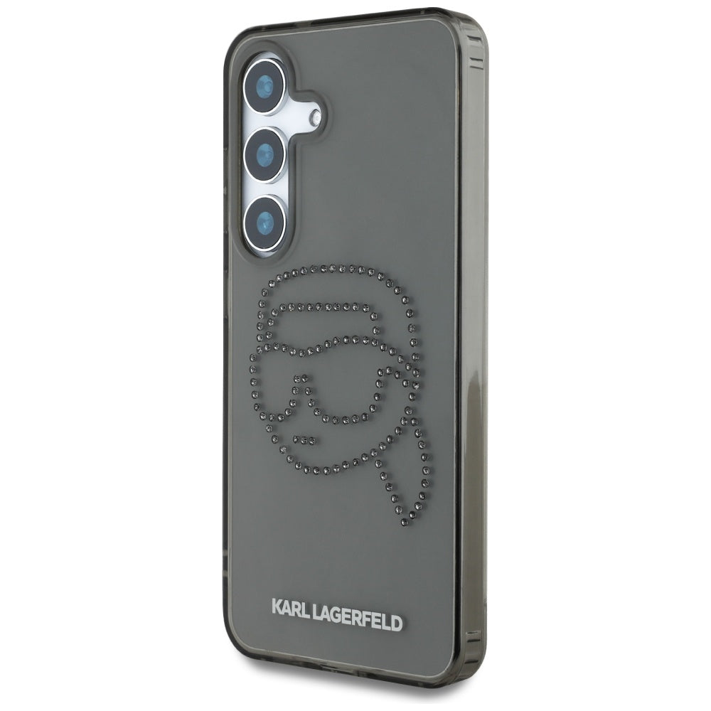 Pouzdro pro Samsung Galaxy S25 S931, Karl Lagerfeld, IML Rhinestones Karl's Head, Černá