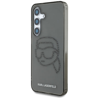 Pouzdro pro Samsung Galaxy S25 S931, Karl Lagerfeld, IML Rhinestones Karl's Head, Černá