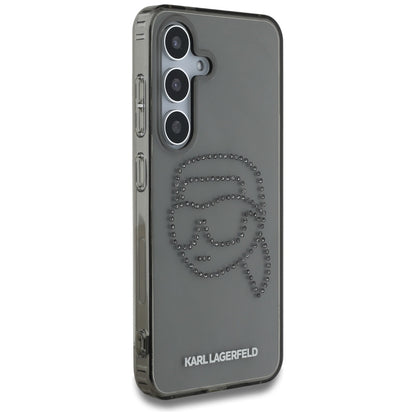 Pouzdro pro Samsung Galaxy S25 S931, Karl Lagerfeld, IML Rhinestones Karl's Head, Černá