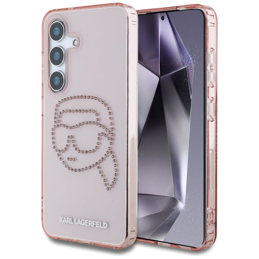 Pouzdro pro Samsung Galaxy S25 S931, Karl Lagerfeld, IML Rhinestones Karl's Head, Růžové