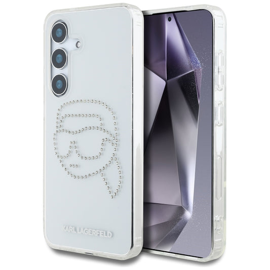 Pouzdro pro Samsung Galaxy S25 S931, Karl Lagerfeld, IML Rhinestones Karl's Head, Průhledné