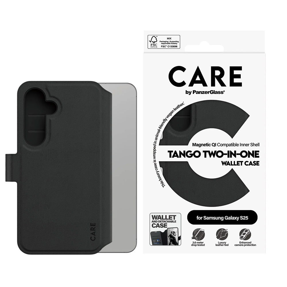 Pouzdro pro Samsung Galaxy S25 S931, PanzerGlass, Care Feature Tango Two-in-One, Černá