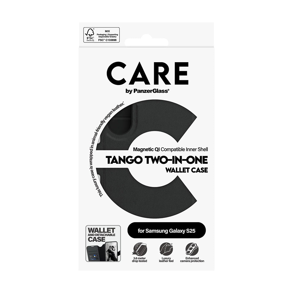Pouzdro pro Samsung Galaxy S25 S931, PanzerGlass, Care Feature Tango Two-in-One, Černá
