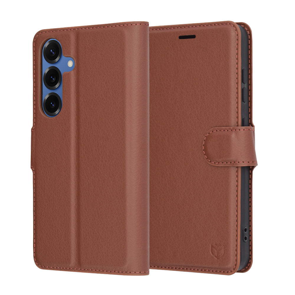 Pouzdro pro Samsung Galaxy S25 S931, Techsuit, kožené folio, hnědé