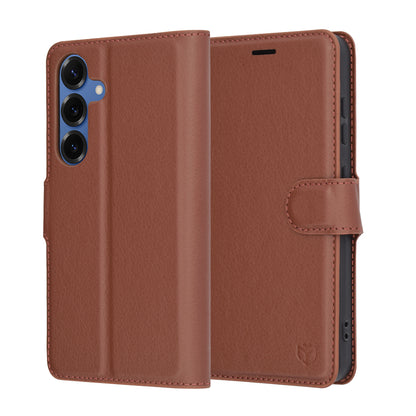 Pouzdro pro Samsung Galaxy S25 S931, Techsuit, kožené folio, hnědé