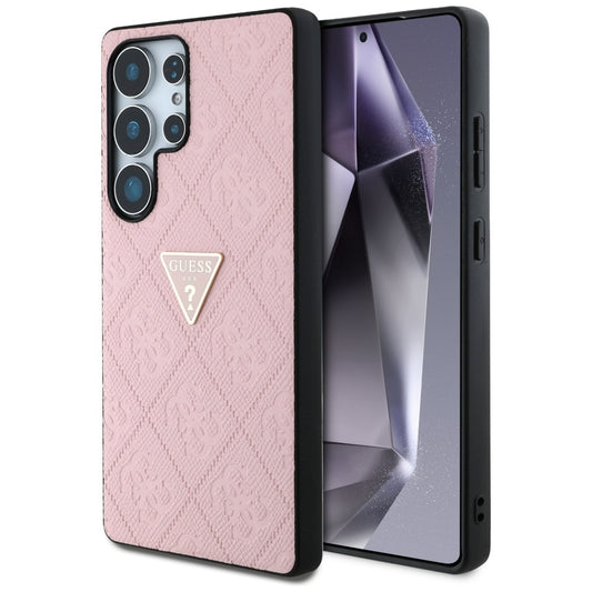 Pouzdro pro Samsung Galaxy S25 Ultra S938, Guess, Grained Hot Stamp 4G Triangle, Růžové