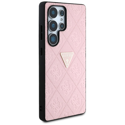 Pouzdro pro Samsung Galaxy S25 Ultra S938, Guess, Grained Hot Stamp 4G Triangle, Růžové