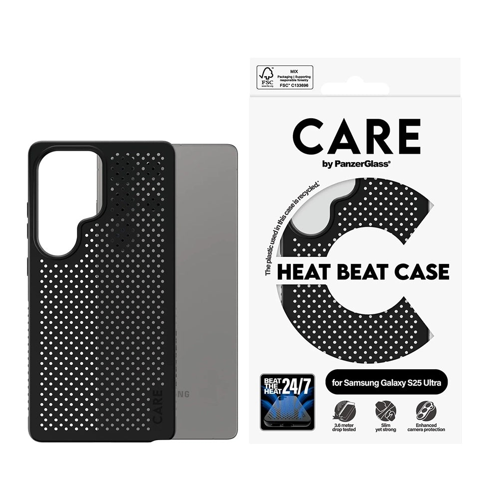 Pouzdro pro Samsung Galaxy S25 Ultra S938, PanzerGlass, Care Feature Heat Beat, Černá