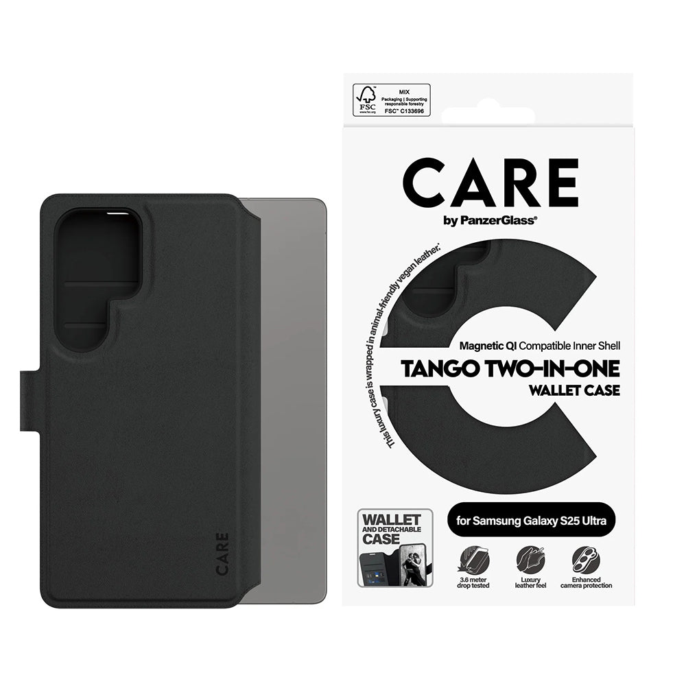 Pouzdro pro Samsung Galaxy S25 Ultra S938, PanzerGlass, Care Feature Tango Two-in-One, Černá