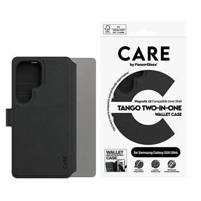 Pouzdro pro Samsung Galaxy S25 Ultra S938, PanzerGlass, Care Feature Tango Two-in-One, Černá