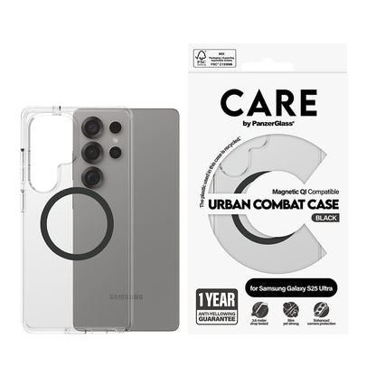 Pouzdro pro Samsung Galaxy S25 Ultra S938, PanzerGlass, Care Urban Combat, Černá průhledná