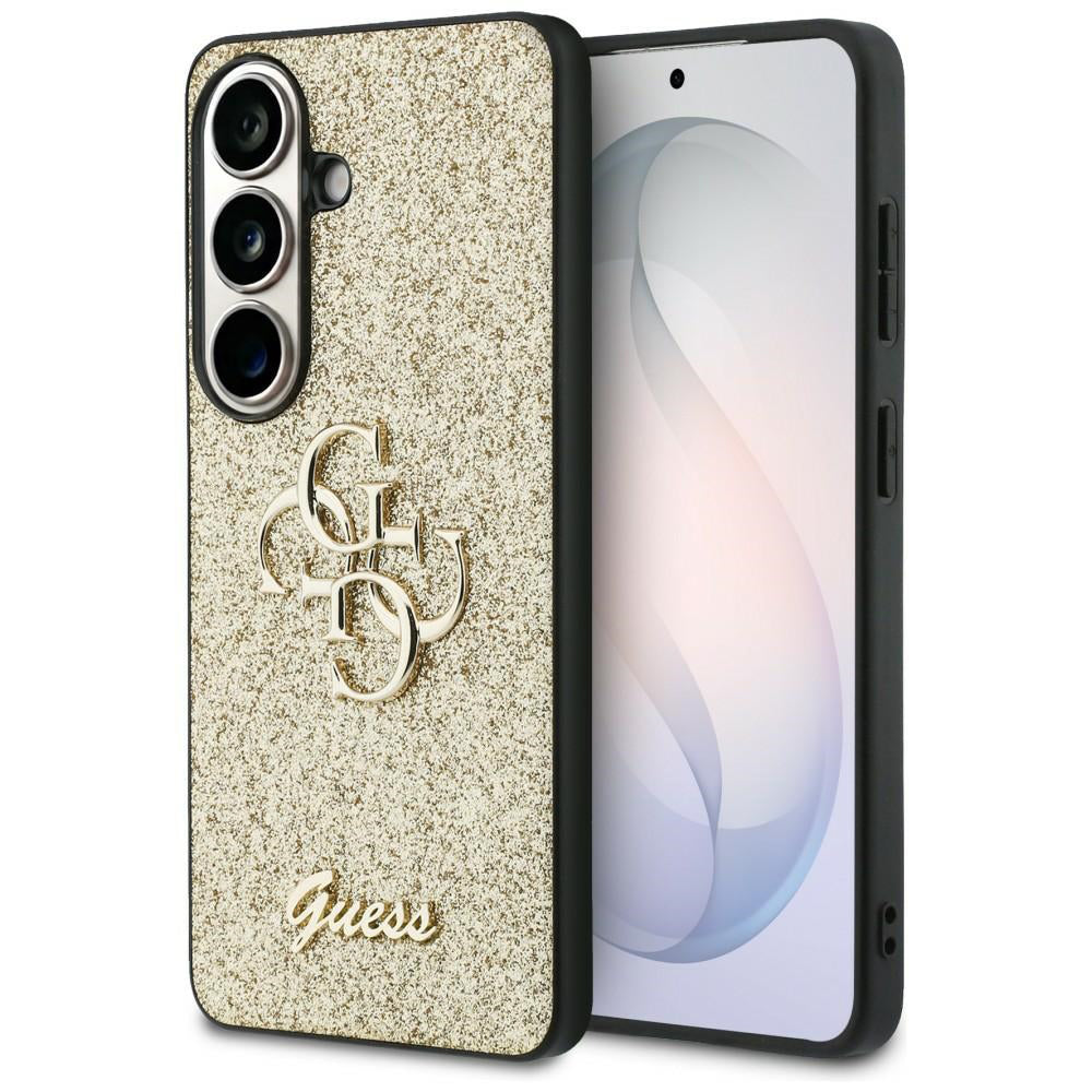 Pouzdro pro Samsung Galaxy S26 S942, Guess, Fixed Glitter Big 4G Metal Frame, Zlaté