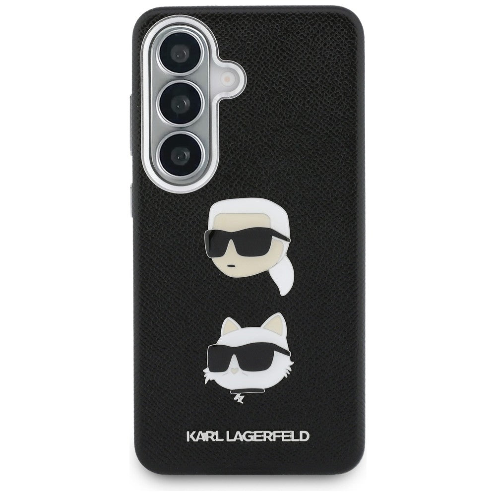 Pouzdro pro Samsung Galaxy S26 Plus S947, Karl Lagerfeld, Saffiano Karl & Choupette's Head Pin, Černá
