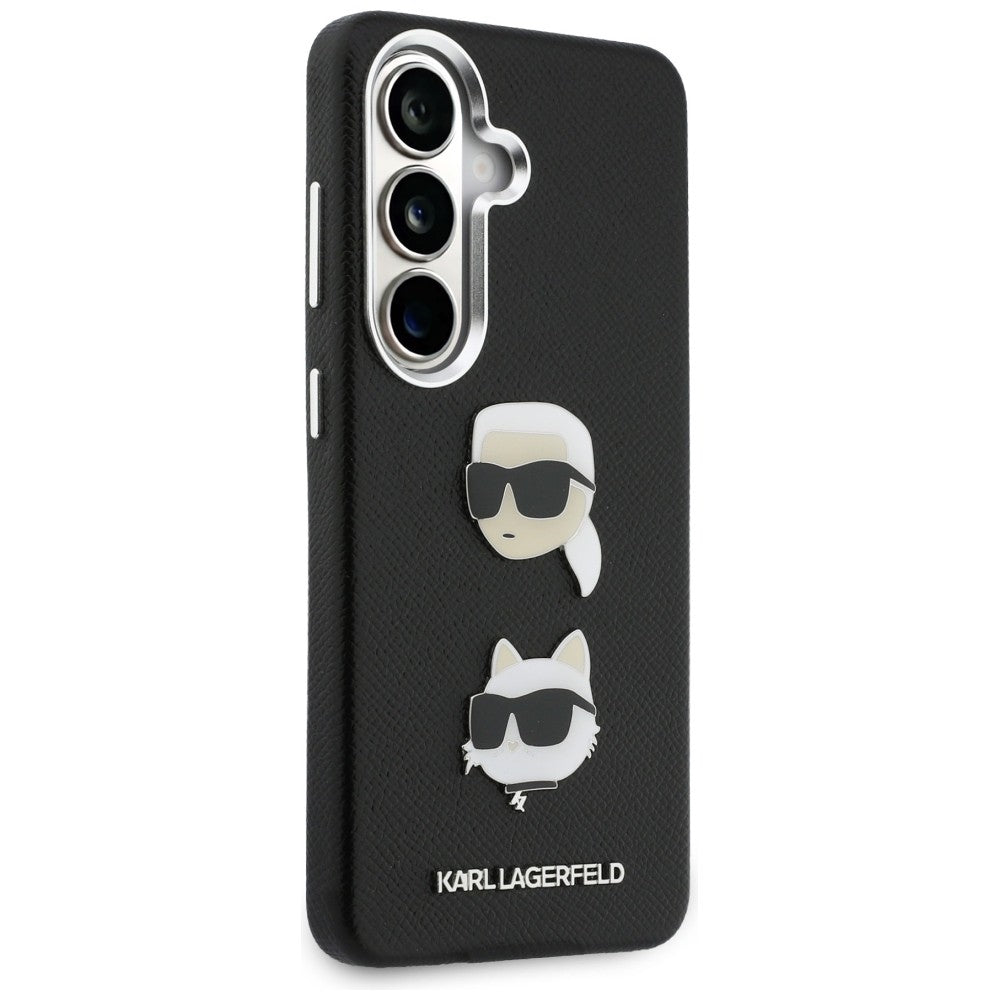 Pouzdro pro Samsung Galaxy S26 Plus S947, Karl Lagerfeld, Saffiano Karl & Choupette's Head Pin, Černá