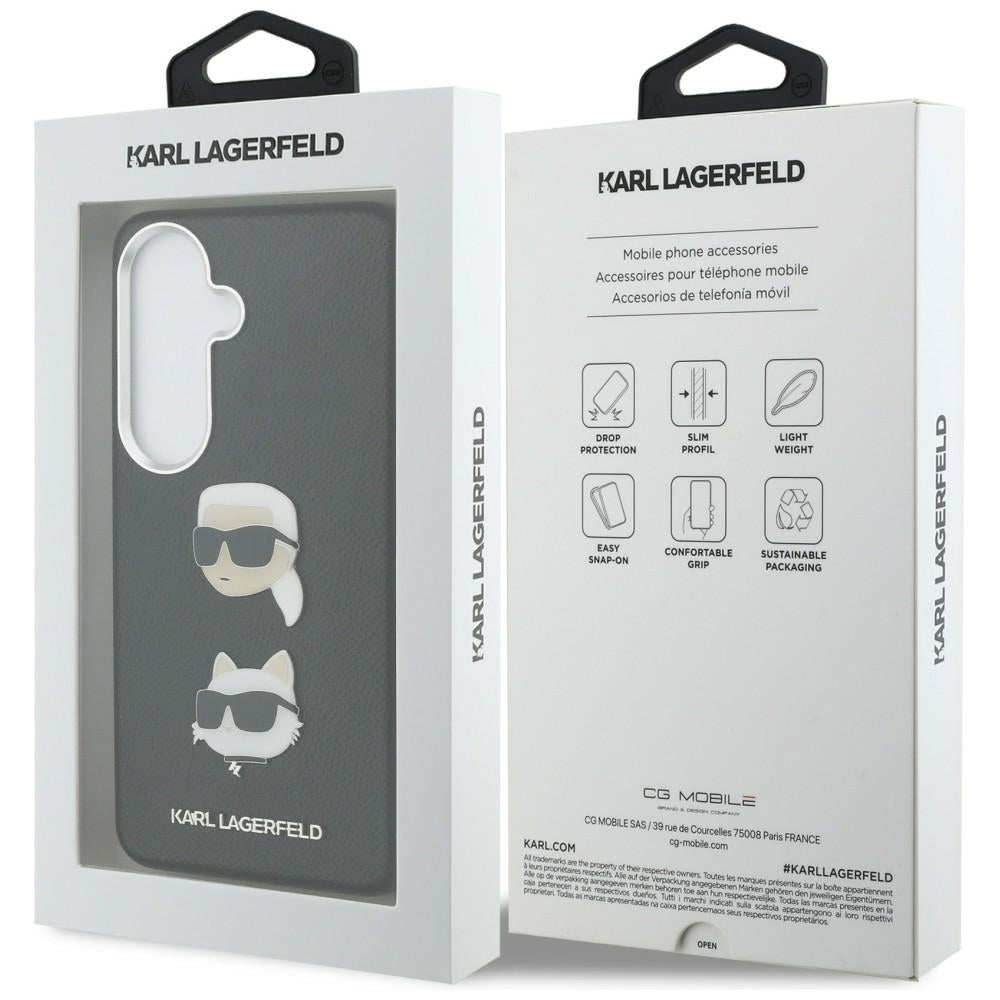 Pouzdro pro Samsung Galaxy S26 Plus S947, Karl Lagerfeld, Saffiano Karl & Choupette's Head Pin, Černá