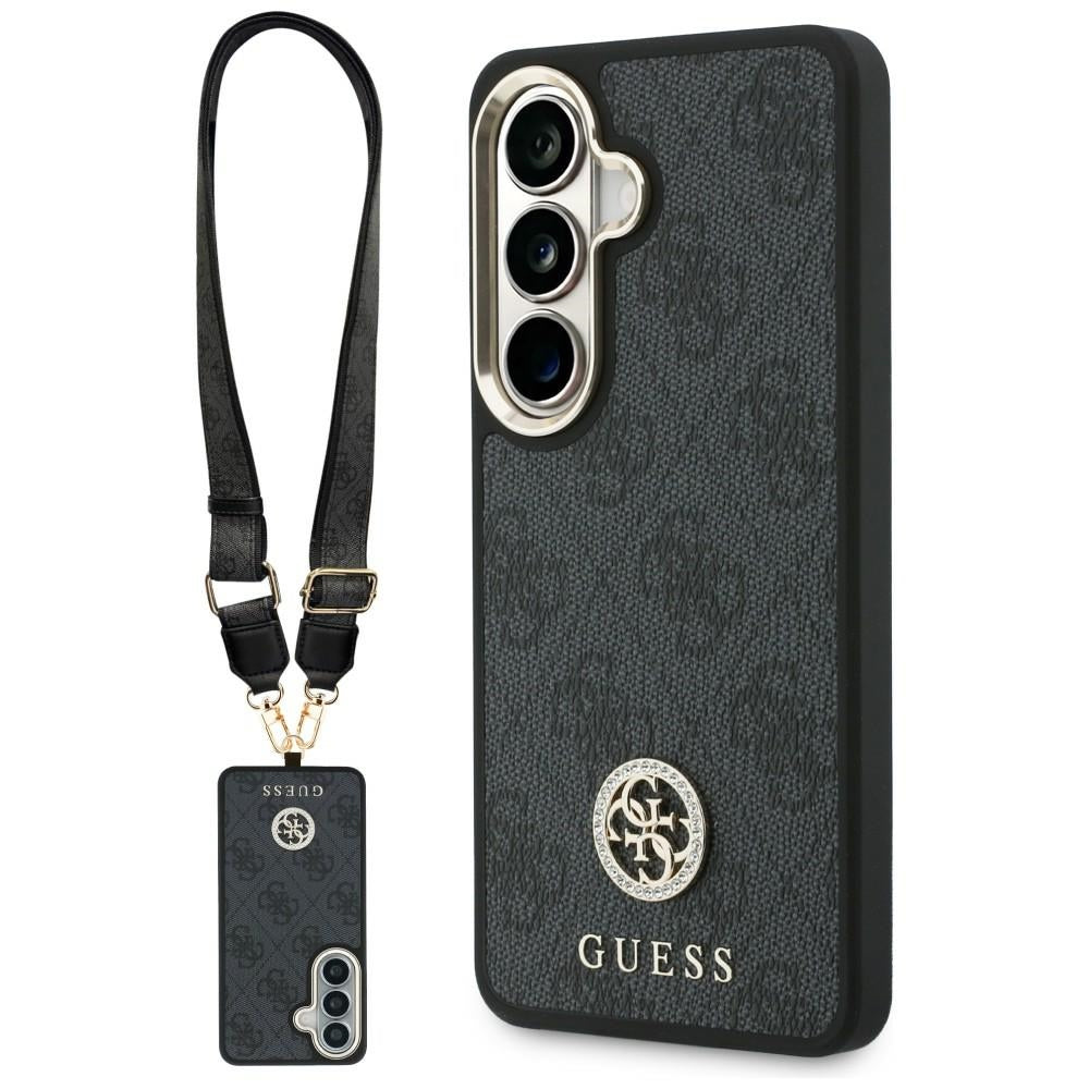 Pouzdro pro Samsung Galaxy S26 S942, GUESS, 4G Big Rhinestone Triangle Strap, Černá