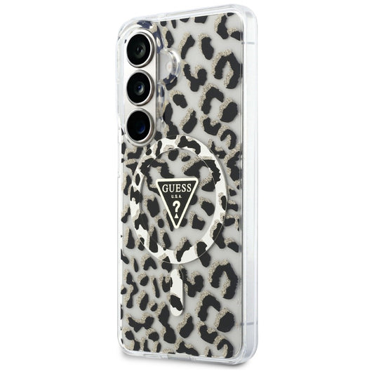 Pouzdro MagSafe pro Samsung Galaxy S26 S942, Guess, IML Leopard Pattern, Černá