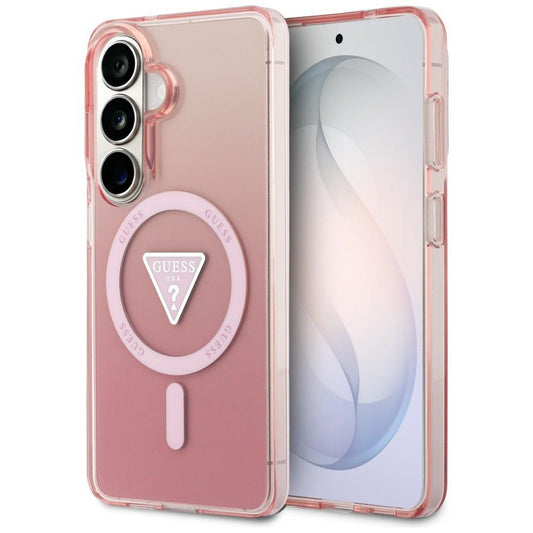 Pouzdro MagSafe pro Samsung Galaxy S26 S942, Guess, IML Gradient Triangle Logo, Růžové