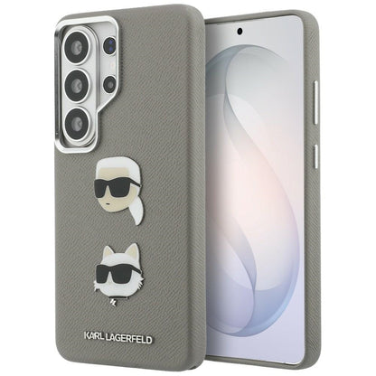 Pouzdro pro Samsung Galaxy S26 Ultra S948, Karl Lagerfeld, Saffiano Karl & Choupette's Head Pin, Šedé