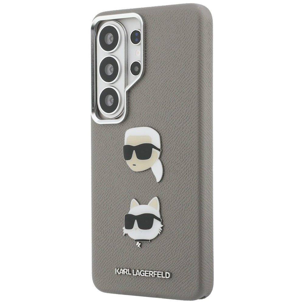 Pouzdro pro Samsung Galaxy S26 Ultra S948, Karl Lagerfeld, Saffiano Karl & Choupette's Head Pin, Šedé
