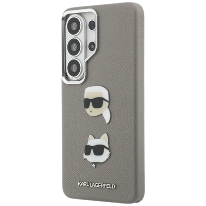 Pouzdro pro Samsung Galaxy S26 Ultra S948, Karl Lagerfeld, Saffiano Karl & Choupette's Head Pin, Šedé