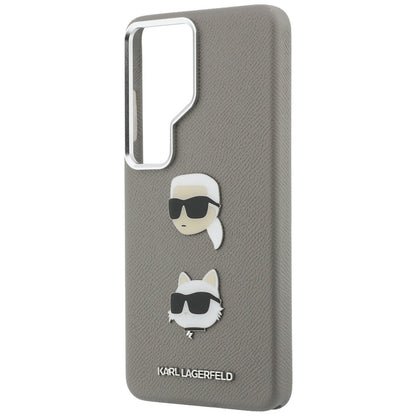 Pouzdro pro Samsung Galaxy S26 Ultra S948, Karl Lagerfeld, Saffiano Karl & Choupette's Head Pin, Šedé
