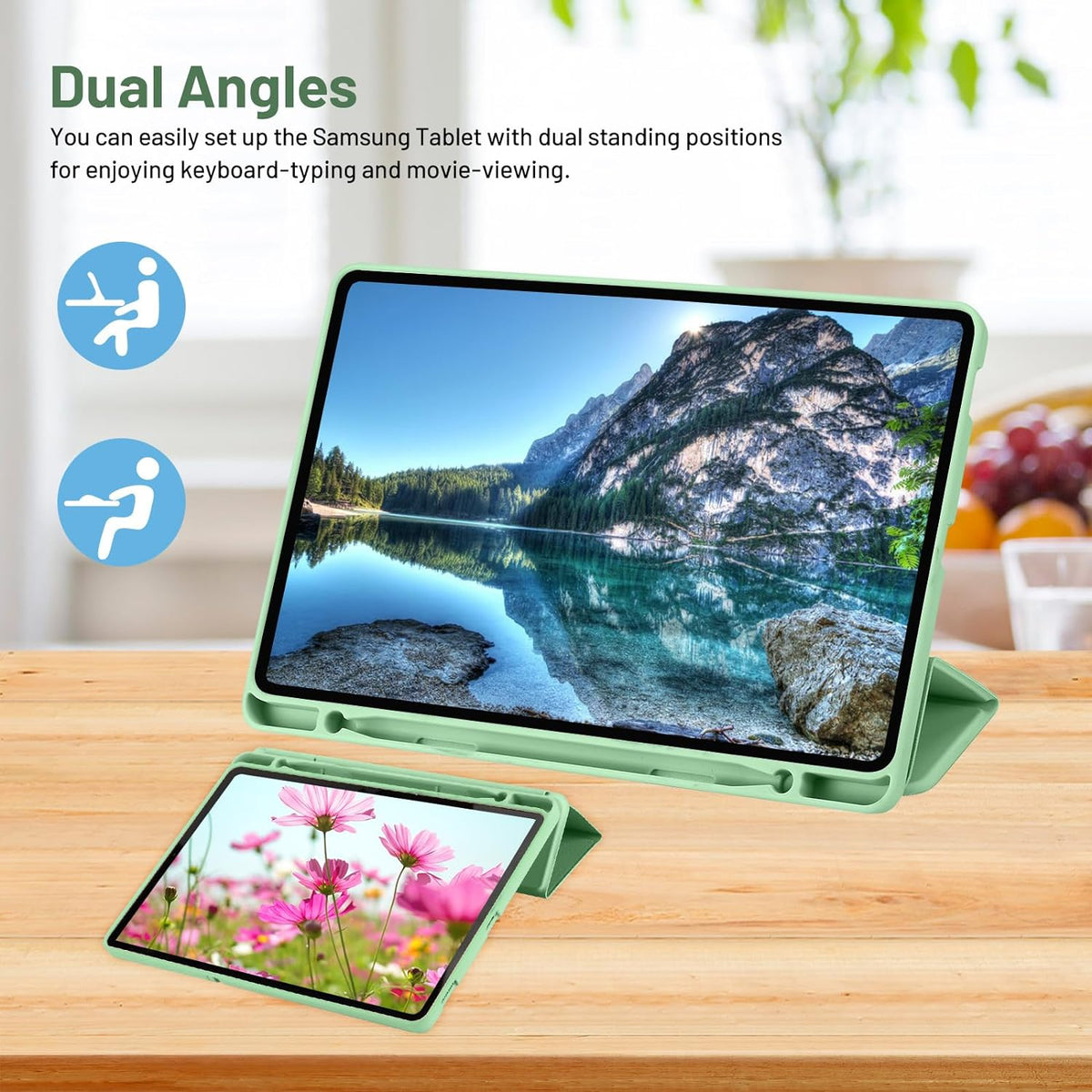 Pouzdro pro Samsung Galaxy Tab S6 Lite (2024) / Tab S6 Lite (2022) / Tab S6 Lite (2020), Techsuit, Flex Trifold, Zelená Matcha