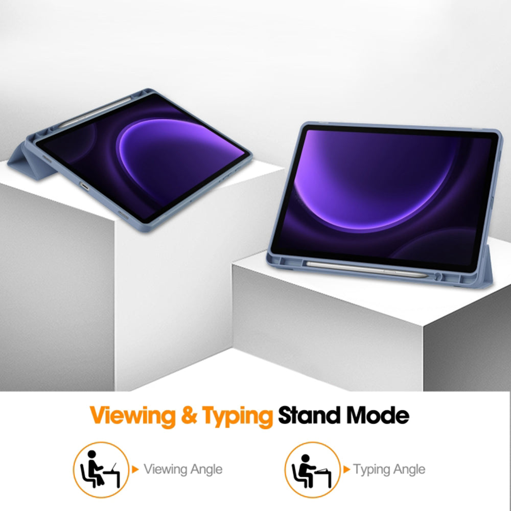 Pouzdro pro Samsung Galaxy Tab S9 FE / Tab S9 / Tab S10 FE, Techsuit, Flex Trifold, fialové