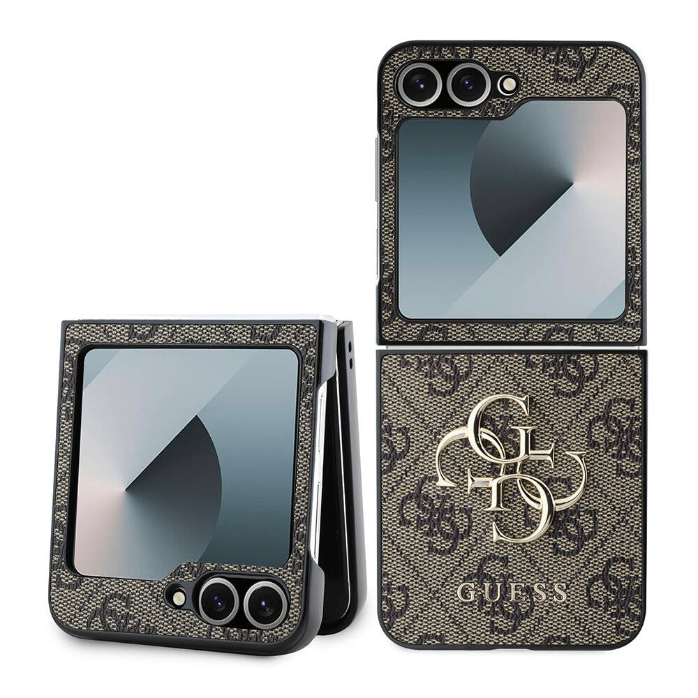 Pouzdro pro Samsung Galaxy Z Flip7 FE F761 / Z Flip6 F741, Guess, 4G Metal Logo, Hnědá