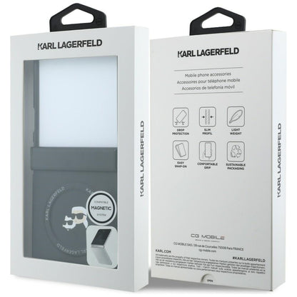 Pouzdro pro Samsung Galaxy Z Flip8 F776, Karl Lagerfeld, Karl & Choupette Head Pin, Černé