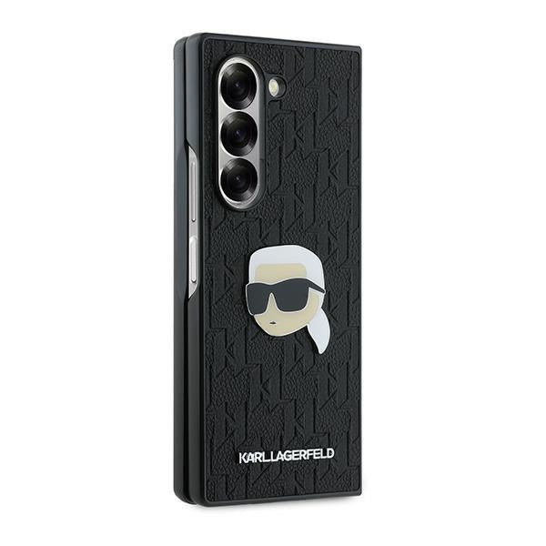 Case for Samsung Galaxy Z Fold6 F956, Karl Lagerfeld, Saffiano Monogram Karl's Head Metal, Black