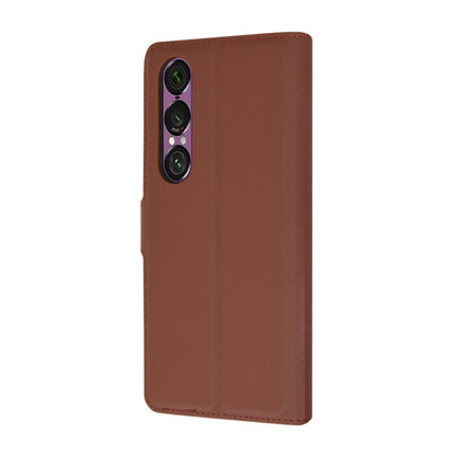 Pouzdro pro Sony Xperia 1 VI, Techsuit, kožené folio, hnědé