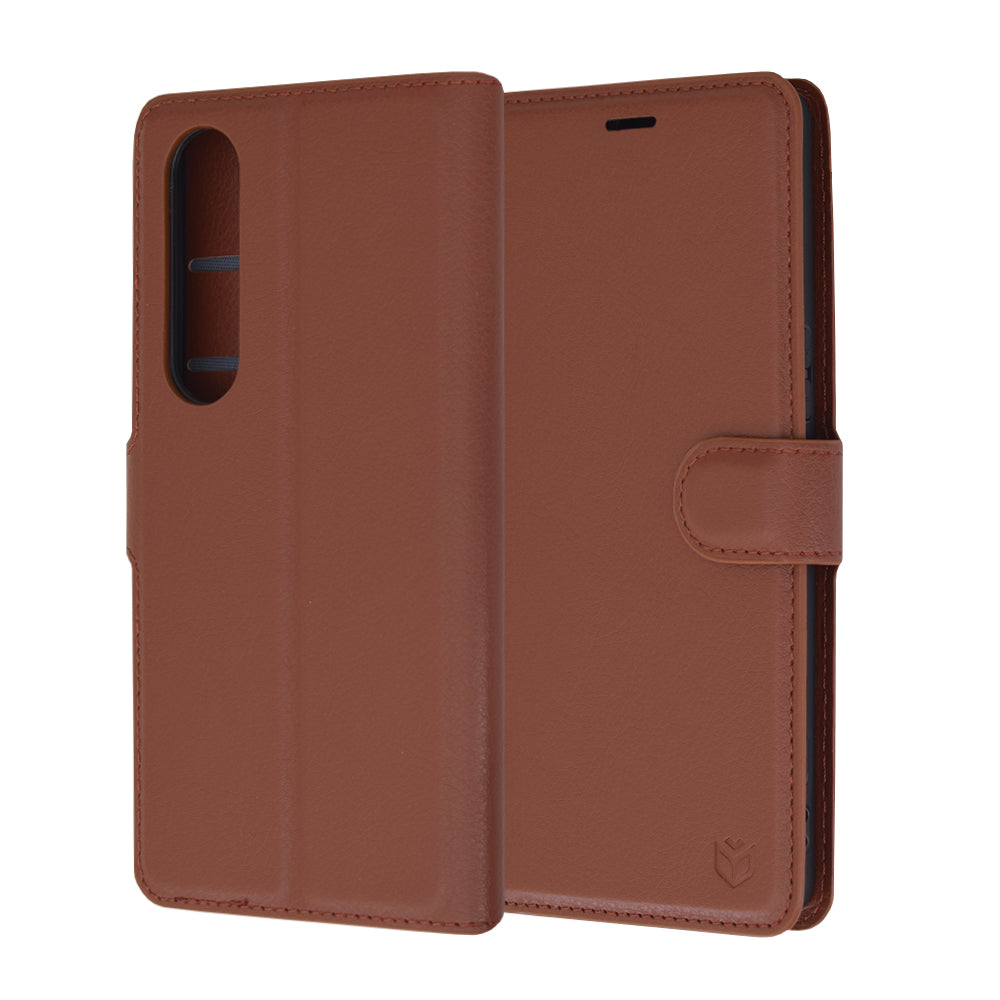 Pouzdro pro Sony Xperia 1 VI, Techsuit, kožené folio, hnědé