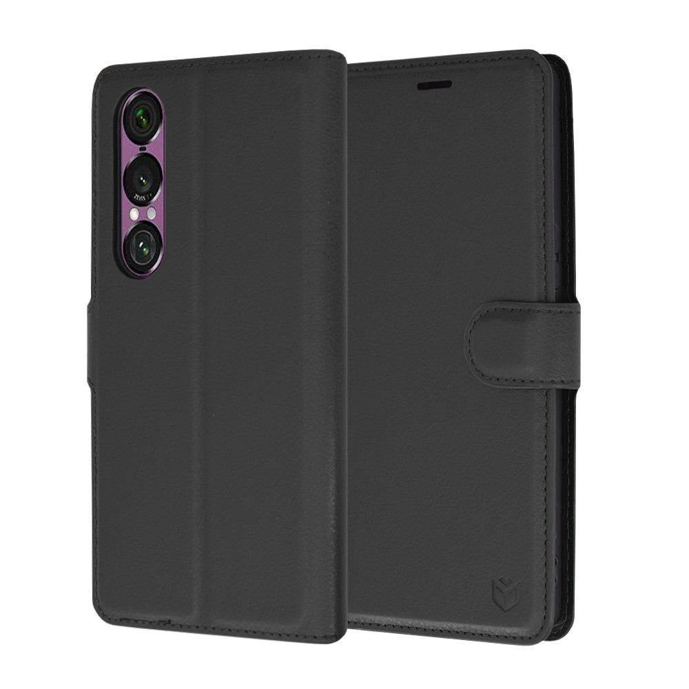 Pouzdro pro Sony Xperia 1 VI, Techsuit, kožené folio, černé