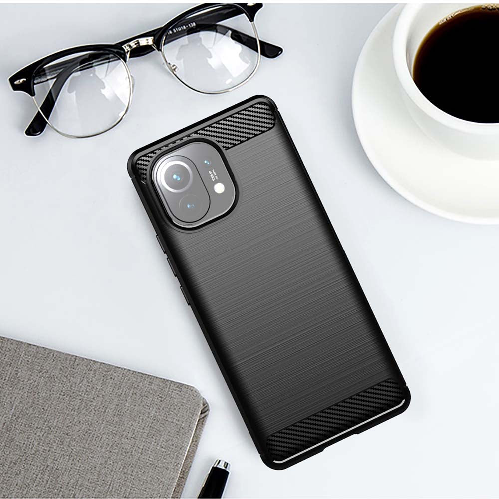 Pouzdro pro Xiaomi 11 Lite 5G NE / Mi 11 Lite 5G / 11 Lite, Techsuit, Carbon, Černé