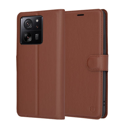 Pouzdro pro Xiaomi 13T Pro / 13T, Techsuit, kožené folio, hnědé