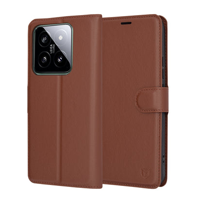 Pouzdro pro Xiaomi 14, Techsuit, kožené folio, hnědé