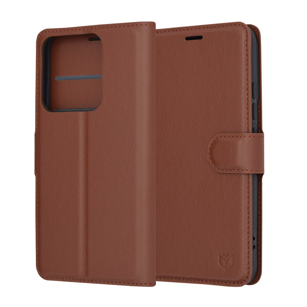 Pouzdro pro Xiaomi 14, Techsuit, kožené folio, hnědé