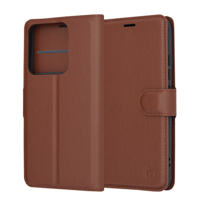 Pouzdro pro Xiaomi 14, Techsuit, kožené folio, hnědé