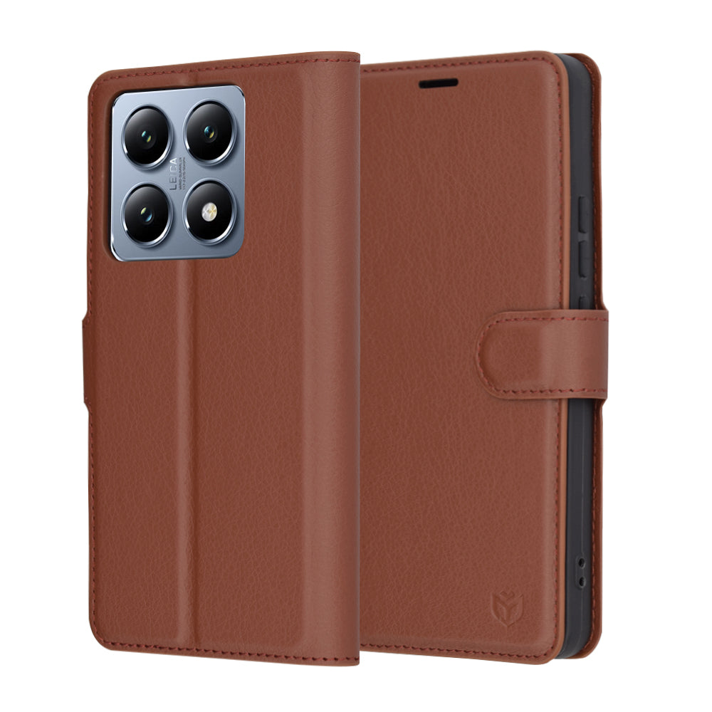 Pouzdro pro Xiaomi 14T Pro, Techsuit, kožené folio, hnědé