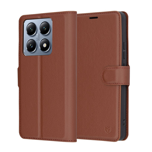Pouzdro pro Xiaomi 14T Pro, Techsuit, kožené folio, hnědé