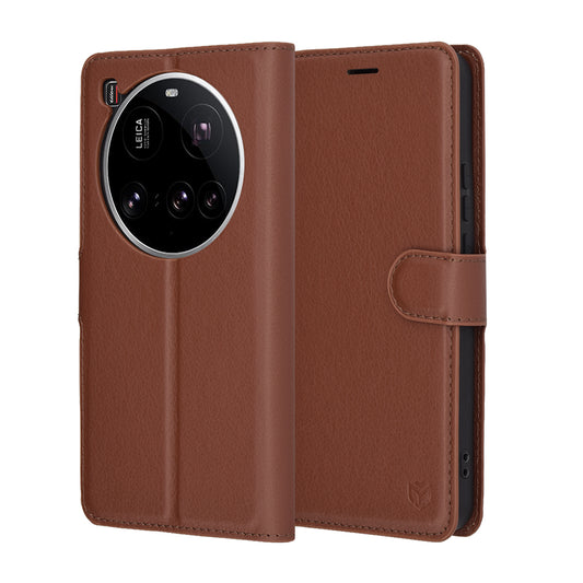 Pouzdro pro Xiaomi 15 Ultra, Techsuit, kožené folio, hnědé