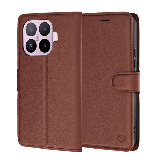 Pouzdro pro Xiaomi 17T, Techsuit, kožené folio, hnědé