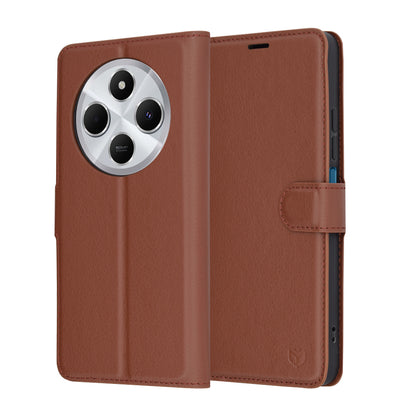 Pouzdro pro Xiaomi Poco C75 / Redmi 14C, Techsuit, kožené folio, hnědé
