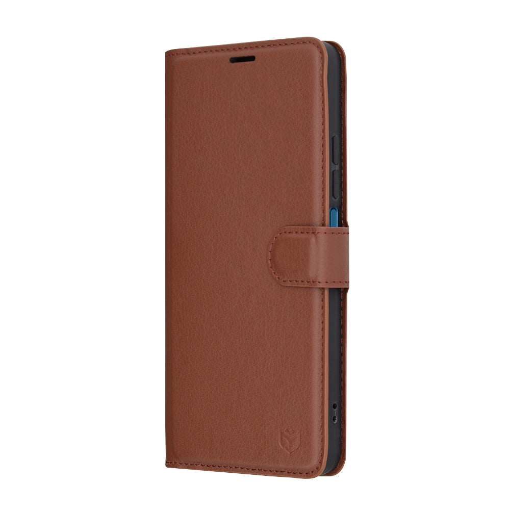 Pouzdro pro Xiaomi Poco C75 / Redmi 14C, Techsuit, kožené folio, hnědé