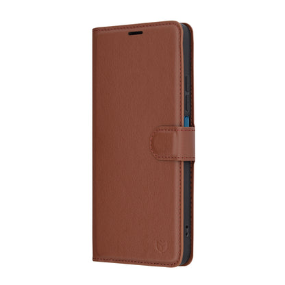 Pouzdro pro Xiaomi Poco C75 / Redmi 14C, Techsuit, kožené folio, hnědé