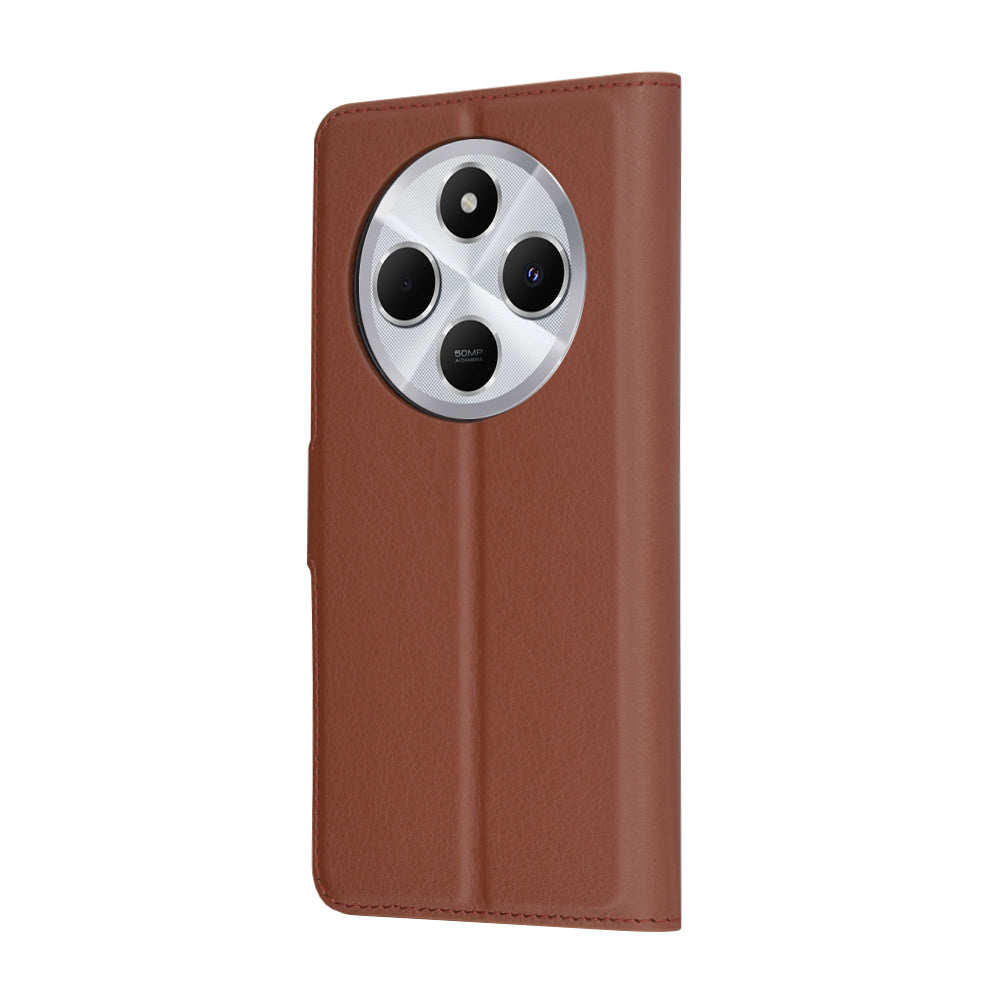 Pouzdro pro Xiaomi Poco C75 / Redmi 14C, Techsuit, kožené folio, hnědé