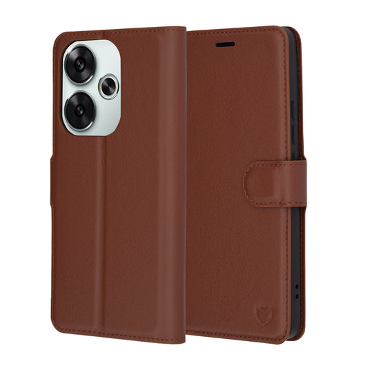 Pouzdro pro Xiaomi Poco F6, Techsuit, kožené folio, hnědé