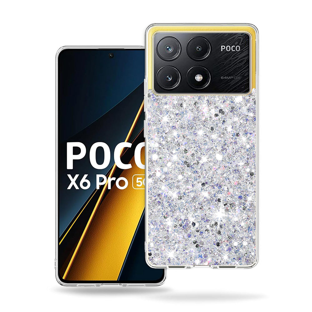 Pouzdro pro Xiaomi Poco X6 Pro, Techsuit, Třpytivý Glitter, Bílé